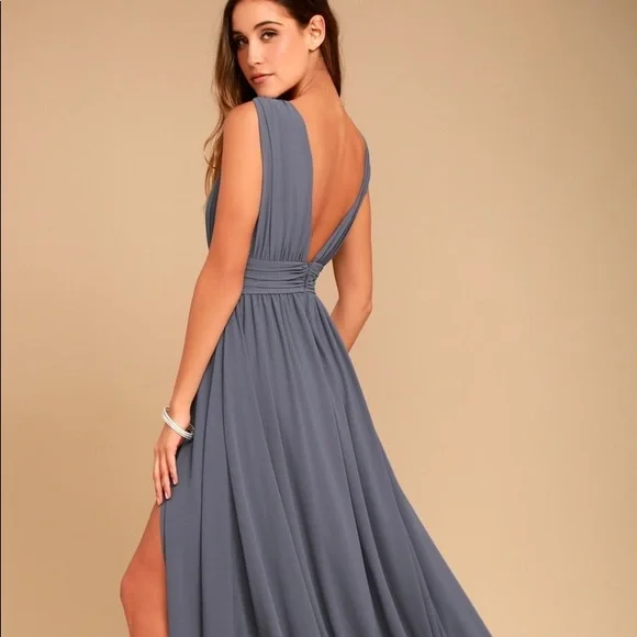 david's bridal discontinued bridesmaid dresses The Margot Linen Maxi Dress-Denim – Sparkle Tallahassee main image 1